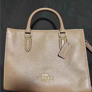 Coach Pebbled Leather Satchel in Tan